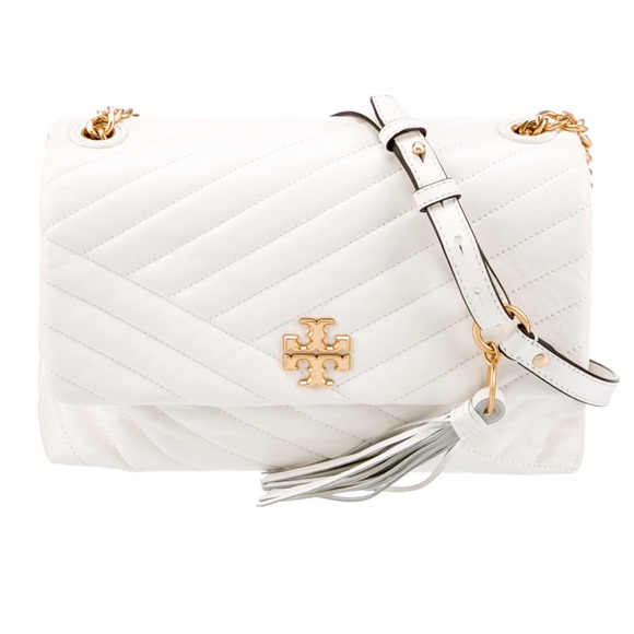 Tory Burch Handbags - Tory Burch Kira Chevron Flap Shoulder Bag - White with Gold Hardware